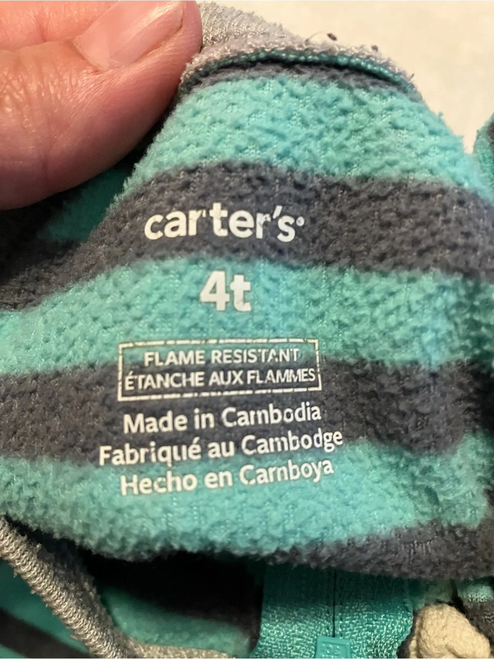 Carter's Teal and Gray Striped Raccoon Footed One-Piece